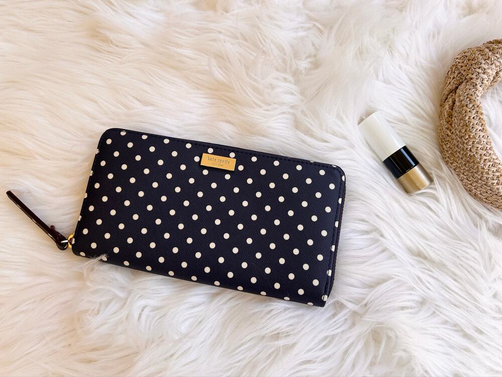 Kate Spade Navy Polka Dot Zip Wallet
